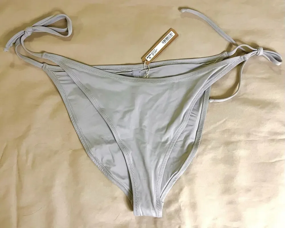 Skims Women's 2X Recycled Swim Dipped Dippy Tie String Bikini Bottoms Chrome NEW